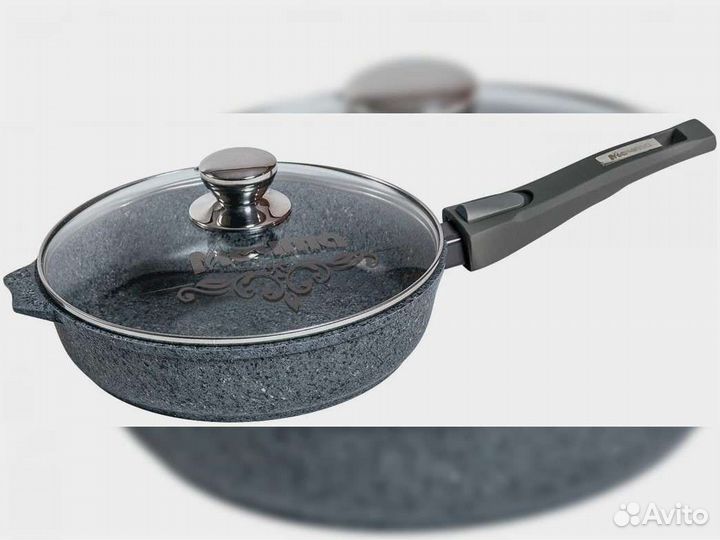 Сковорода d22 съемн ручка с крышкой Premium grey