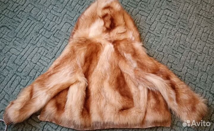 Шуба золотистый енот с капюшоном