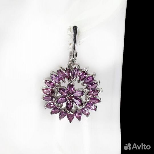 Серьги серебро родолит С132
