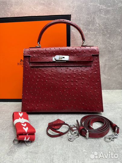 Сумка Hermes Kelly 28 ostrich из натуральной кожи