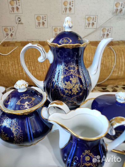 Сервиз чайно кофейный СССР кобальтовый