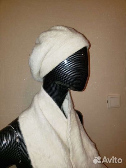 Комплект шапка и шарф меховой натуральный