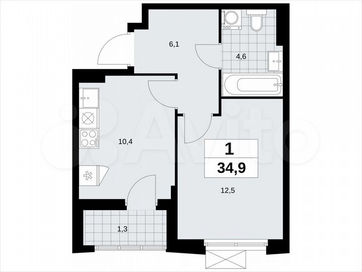 1-к. квартира, 34,9 м², 11/23 эт.