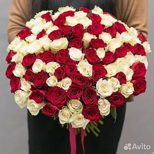 Красные розы Белые 101 51 35 25 Доставка цветов