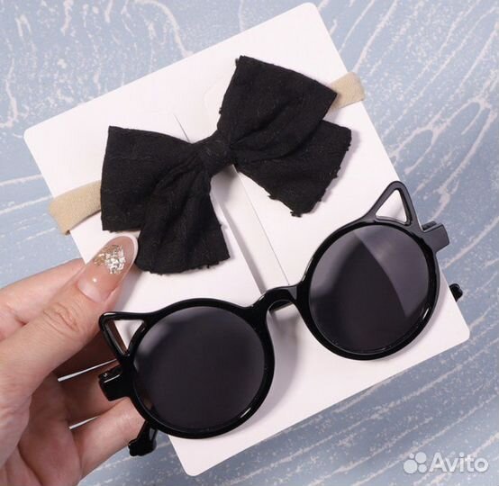 Набор детские солнечные очки + повязка на голову