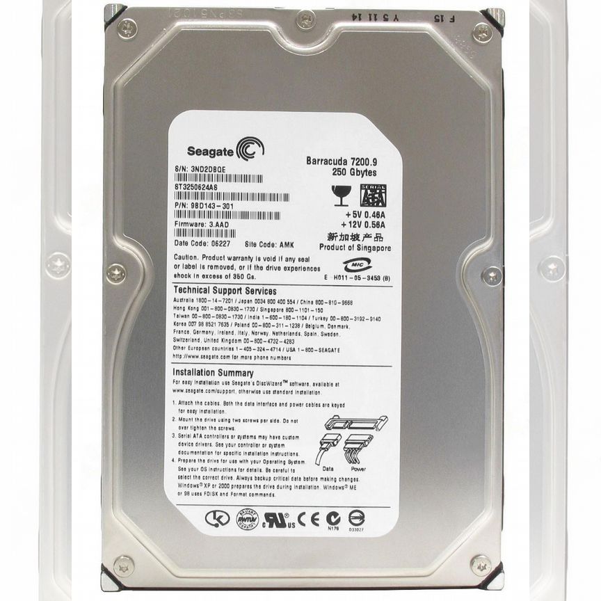 [ST3250624AS] Жесткий Диск Seagate 250gb Sata2 3,5 St3250624as