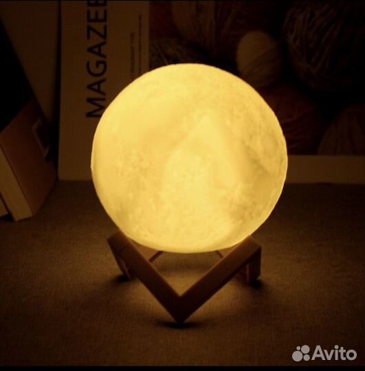 Детский светильник в виде луны с 3d принтом