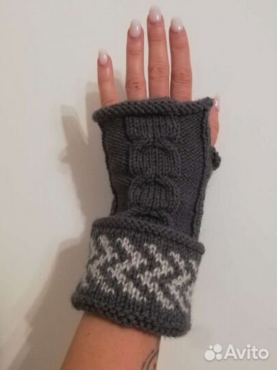 Вязаные Перчатки/Рукавички митенки