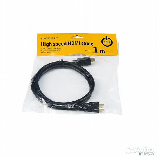 Bion Кабель hdmi v2.0, 19M/19M, 3D, 4K UHD, 1м, че