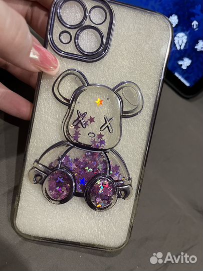 Чехол на iPhone 13 мишка с блестками