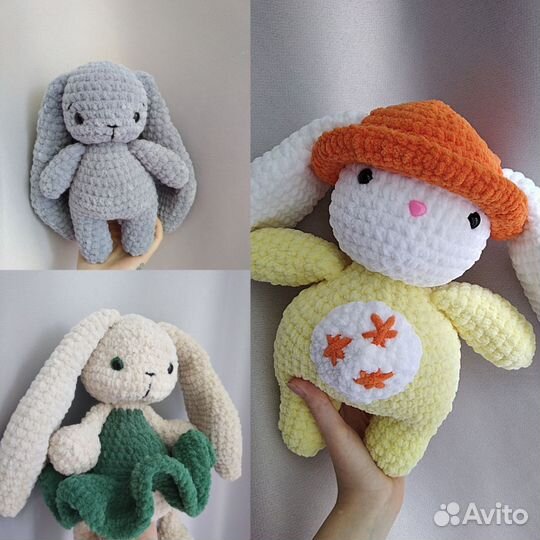 Вязаные плюшевые игрушки зайки