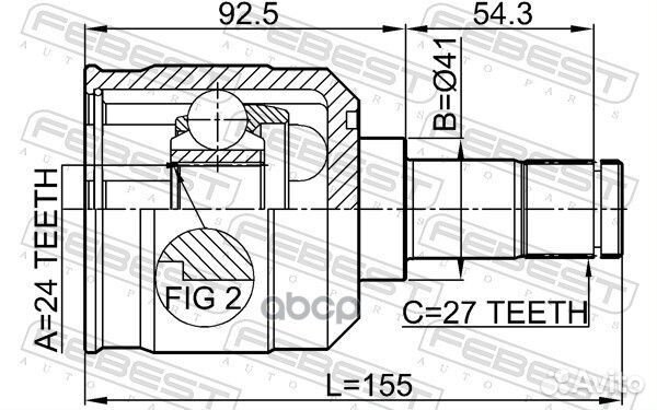 ШРУС внутренний 24X41X27 mitsubishi galant 96