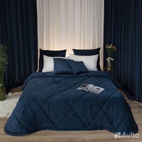 Покрывало бархат Беллиссимо синяя ночь