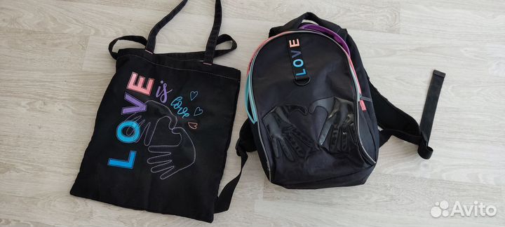 Рюкзак школьный для девочки и сумка shopper