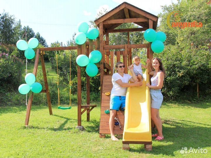 Детский игровой комплекс качели песочница