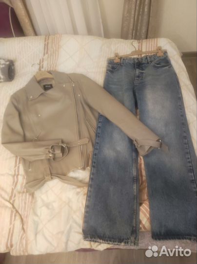 Кожаная куртка и джинсы lime