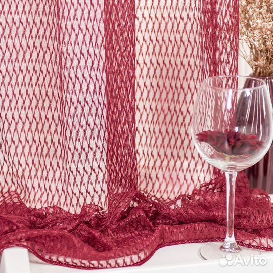 Тюль жаккардовое кружево Авалон Рубин