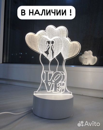 3D ночник, акриловые светодиодные лампы