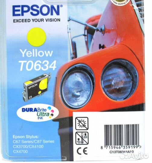 Жёлтый картридж Epson Series T0634