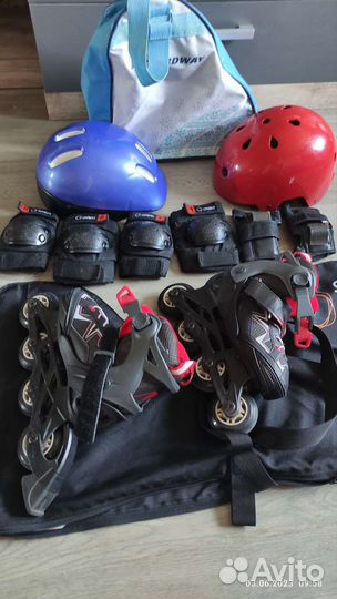 Роликовые коньки детские с защитой и шлемом 29-32