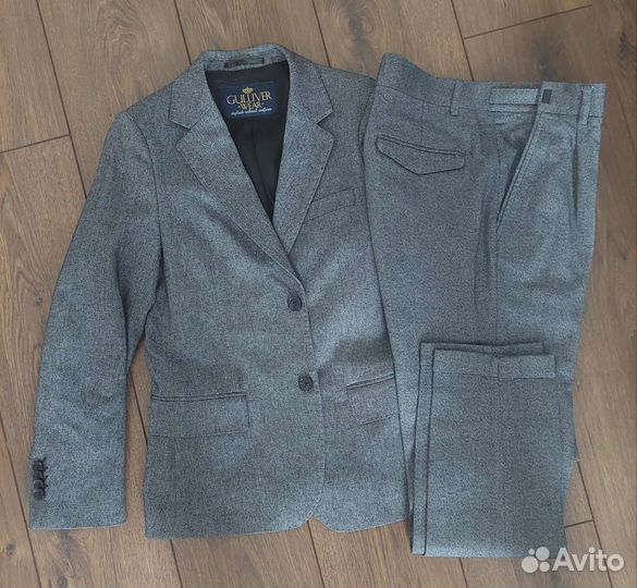 Костюм школьный двойка Gulliver серый, 158, твид