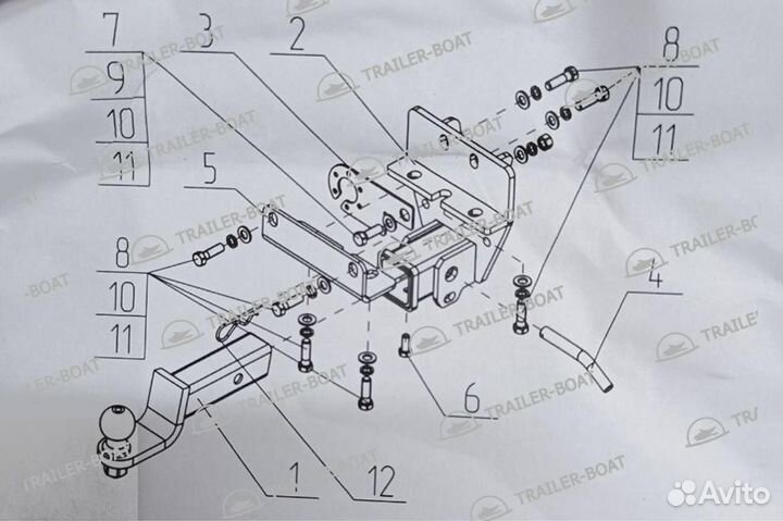 Фаркоп Toyota Land Cruiser 300 21-нв под квадрат, 50мм 56659