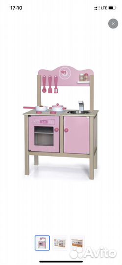 Детская деревянная кухня Viga Toys с игрушками