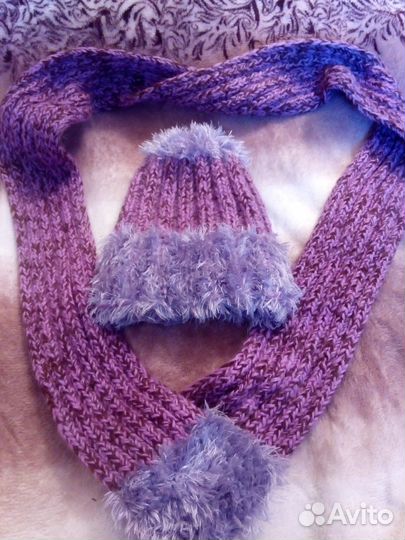 Комплект шапка и шарф ручная вязка