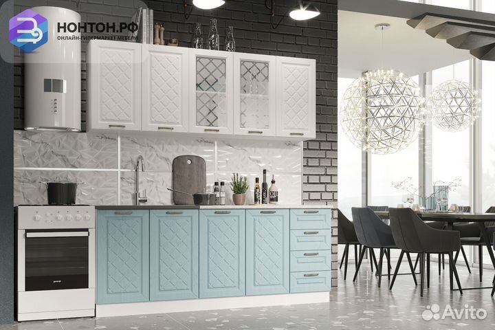 Кухня Агава 2.0 м акация белая / аква