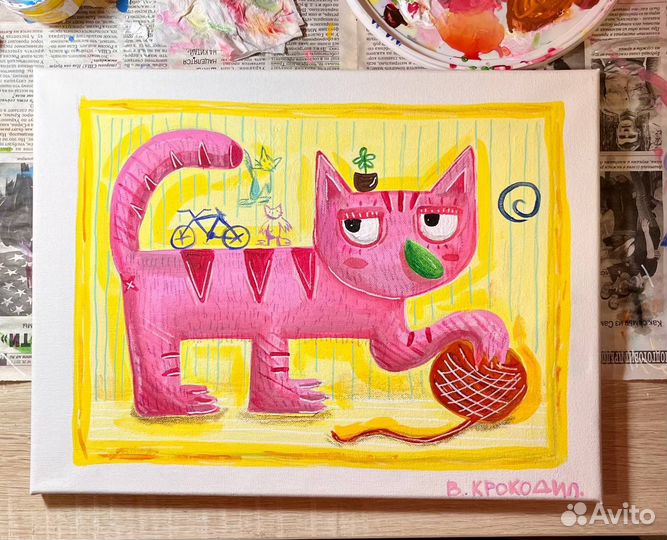 Картина Трёхногая кошка. 30х24