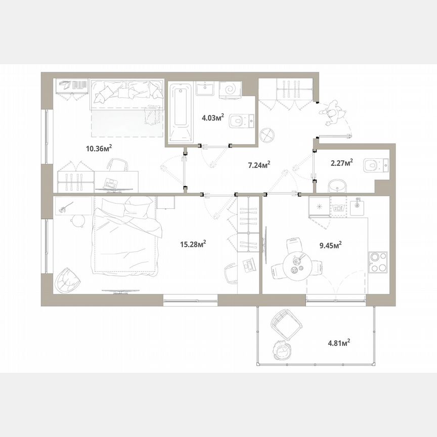 2-к. квартира, 50,1 м², 10/12 эт.