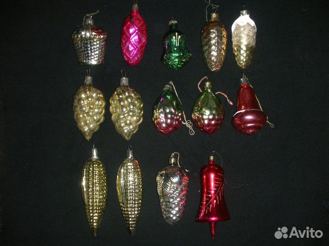 Ёлочные игрушки, 14 штук, СССР