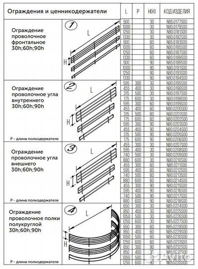 Разделитель проволочный скошенный 90h, 90х500 мм Н