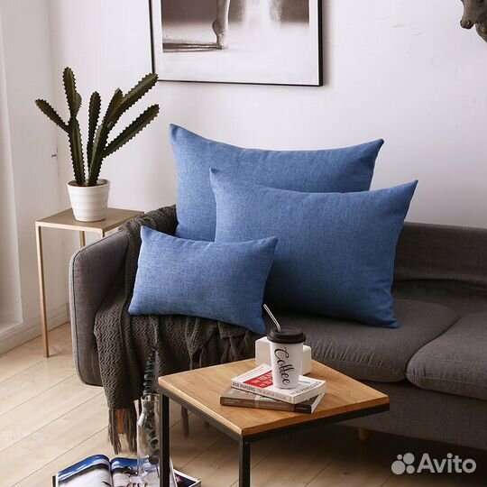 Декоративный льняной чехол на подушку