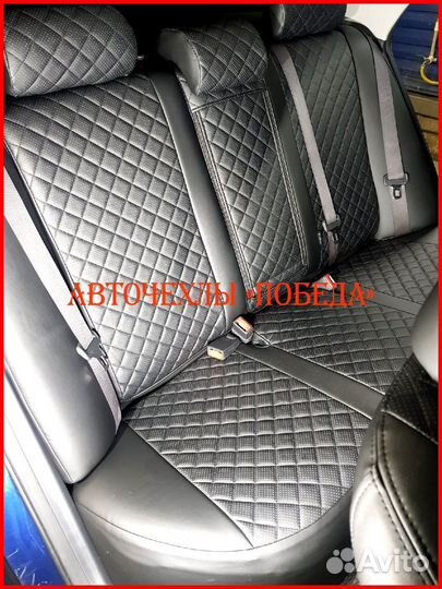 Чехлы Toyota Corolla 11 из экокожи чёрные Ромб