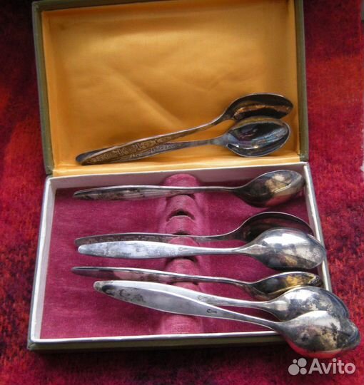 Набор чайных ложек 6+2 шт мельхиор СССР Кольчугино