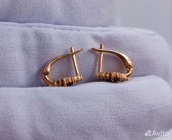 Золотые Серьги 585 пробы с бриллиантами. Рассрочка