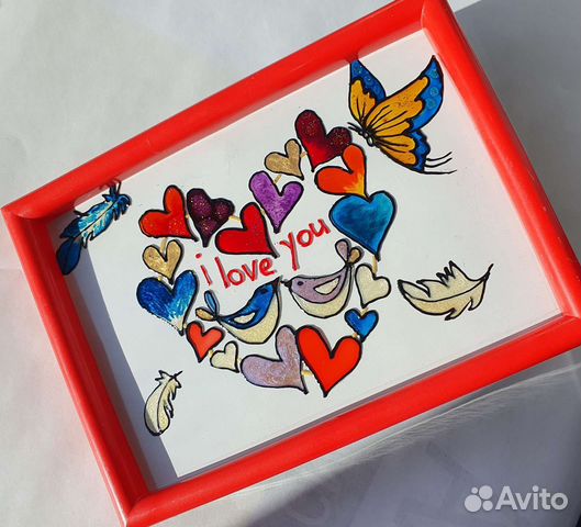 Картина Признание в любви Витраж Подарок