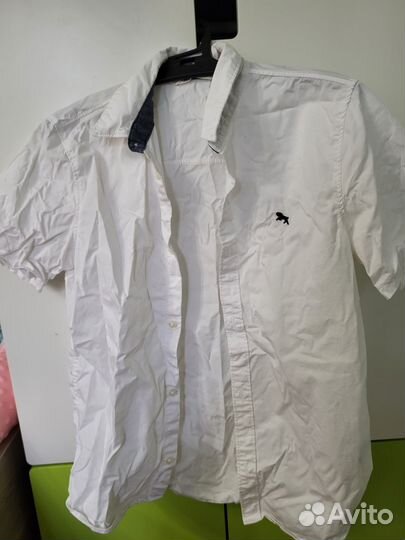 Белая рубашка с коротким рукавом, H&M на 152 см