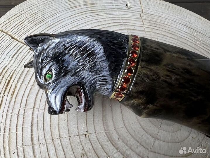 Сувенирный нож ручной работы с головой волка