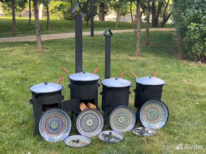 Комплект Казан чугунный 10л + стальная печь