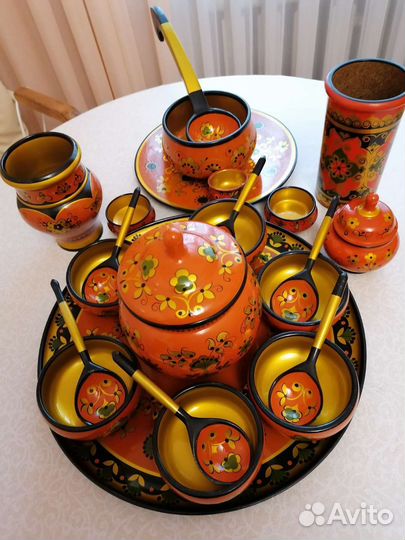 Набор деревянной посуды хохлома