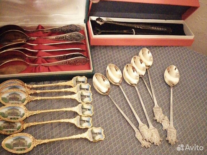 Ложки, щипцы для сахара мельхиор, СССР