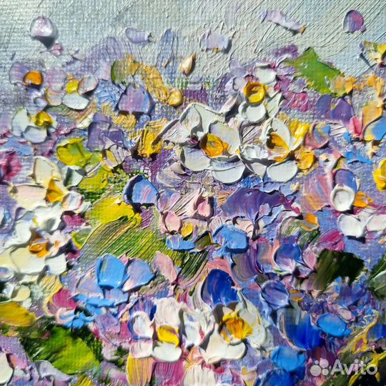 Картина маслом цветы ромашки гортензия маслом