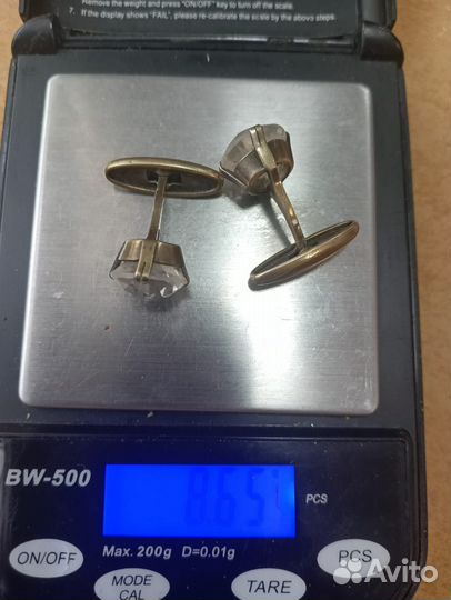Запонки мужские СССР серебро с позолотой 875 probe