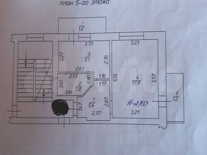 1-к. квартира, 37 м², 5/6 эт.