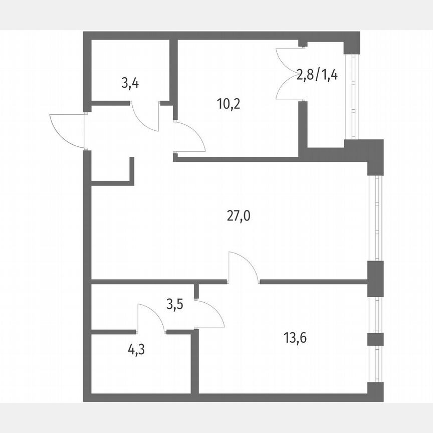 2-к. квартира, 63,2 м², 2/9 эт.