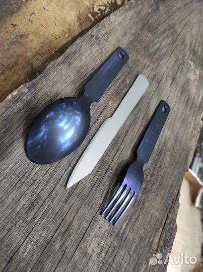 Набор титановый ложка, вилка, нож