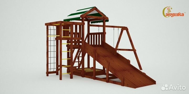 Детский уличный комплекс с горкой и качелями