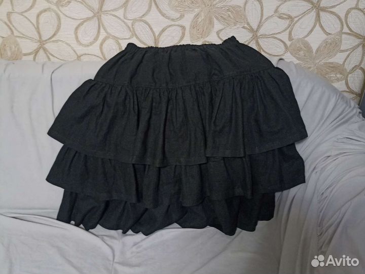 Юбка дизайнерская чистый мягкий лён